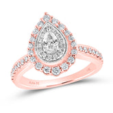 5/8CTW-DIA ANA M 1/5CT-CPEAR ENGAGEMENT DOUBLE HALO RING